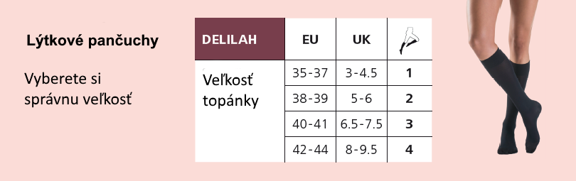 Velkostná tabuľka lýtkové